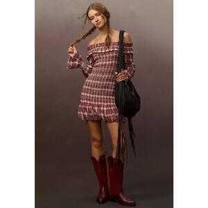 nwt ANTHROPOLOGIE PILCRO sz M Smocked Plaid Dress
